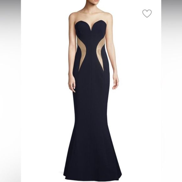 NWT Rebecca Vallance Lucienne Bonded Crepe Strapless Mermaid Gown in Ink SZ 2 - Picture 1 of 16
